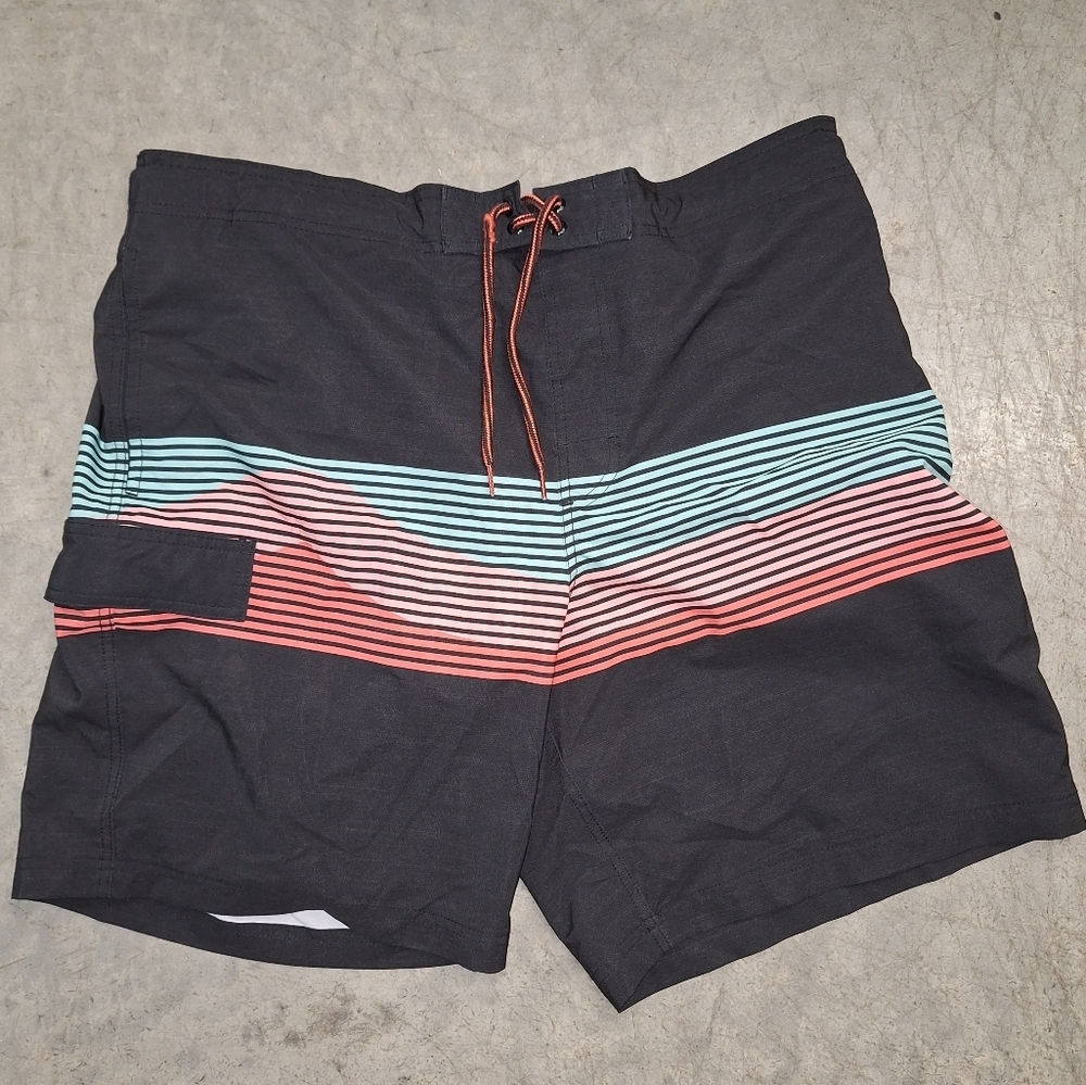Black and Pink Striped Swim Shorts Size Extra Large